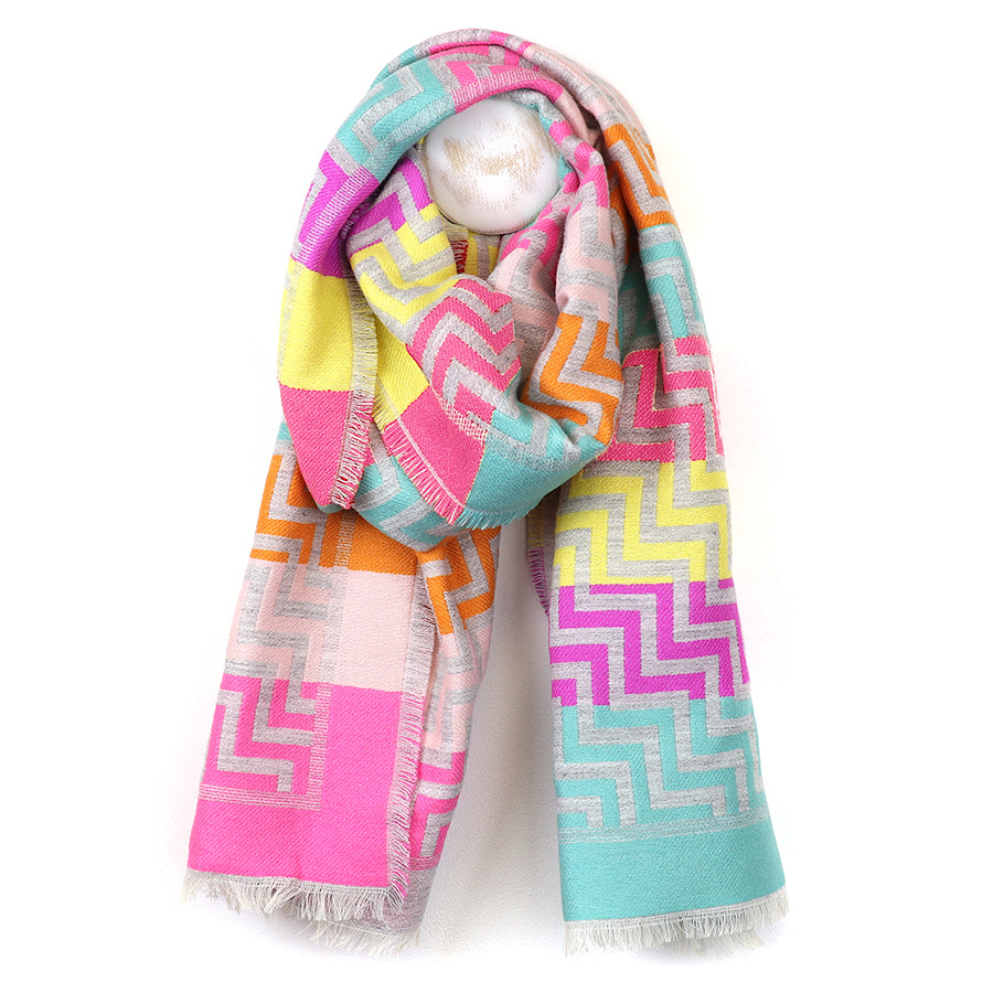 Reversible Bright Mix Zig Zag Stripes Scarf