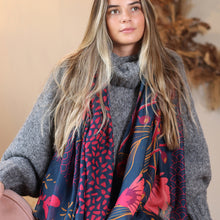 Load image into Gallery viewer, Recycled Blend Blue &amp; Raspberry Mix Multi Scarf
