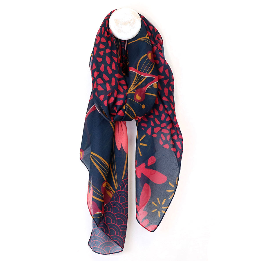 Recycled Blend Blue & Raspberry Mix Multi Scarf