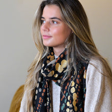 Load image into Gallery viewer, Black Mix Painted Dotty Wave Print Scarf

