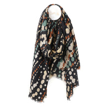 Load image into Gallery viewer, Black Mix Painted Dotty Wave Print Scarf
