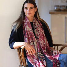 Load image into Gallery viewer, Raspberry Mix Paisley Leaf Print Scarf
