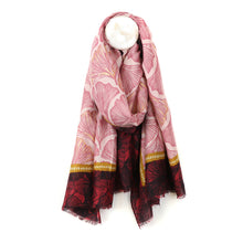 Load image into Gallery viewer, Red &amp; Gold Mix Ginkgo Leaf Print Scarf
