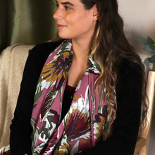 Load image into Gallery viewer, Mauve Scarf With Earthy Botanical Print
