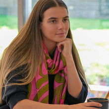 Load image into Gallery viewer, Pink Mix Abstract Swirl Print Scarf
