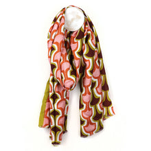 Load image into Gallery viewer, Lime &amp; Coral Mix Retro Repeat Scarf
