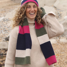 Load image into Gallery viewer, Pink, Khaki &amp; Navy Mix Recycled Scarf
