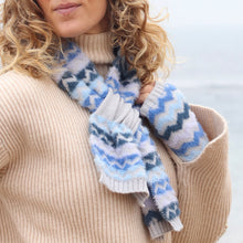 Load image into Gallery viewer, Blue &amp; Grey Chevron Pull Through Scarf
