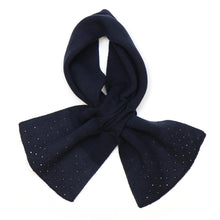 Load image into Gallery viewer, Navy Fine Knit Pull Through Scarf Wit Sparkle Edge Detail
