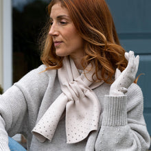 Load image into Gallery viewer, Cream Fine Knit Pull Through Scarf Wit Sparkle Edge Detail
