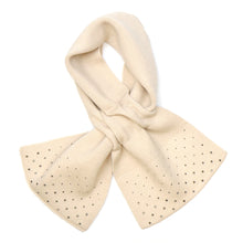 Load image into Gallery viewer, Cream Fine Knit Pull Through Scarf Wit Sparkle Edge Detail
