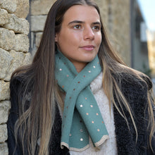 Load image into Gallery viewer, Sea Foam Recycled Blend Pull Through Stars Scarf
