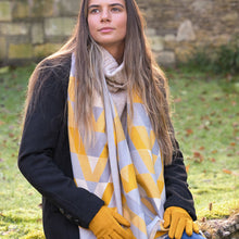 Load image into Gallery viewer, Ochre &amp; Grey Mix Geo Chevron Scarf
