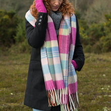Load image into Gallery viewer, Magenta &amp; Blue Mix Tartan Scarf
