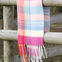 Load image into Gallery viewer, Magenta &amp; Blue Mix Tartan Scarf
