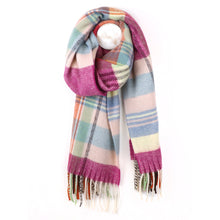 Load image into Gallery viewer, Magenta &amp; Blue Mix Tartan Scarf
