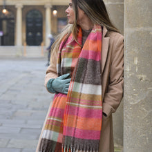 Load image into Gallery viewer, Orange &amp; Ochre Mix Tartan Scarf
