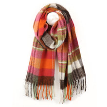 Load image into Gallery viewer, Orange &amp; Ochre Mix Tartan Scarf
