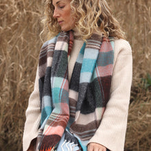 Load image into Gallery viewer, Blue &amp; Charcoal Mix Tartan Check Scarf
