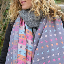 Load image into Gallery viewer, Pale Grey &amp; Multi Jacquard Star Scarf
