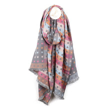 Load image into Gallery viewer, Pale Grey &amp; Multi Jacquard Star Scarf
