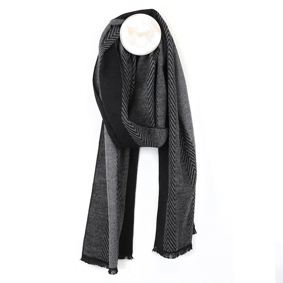 Grey Mix Chevron Stripped Scarf For Men
