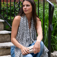 Load image into Gallery viewer, Black &amp; White Dotty Print Dotty Scarf With Tassels
