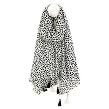 Load image into Gallery viewer, Black &amp; White Dotty Print Dotty Scarf With Tassels
