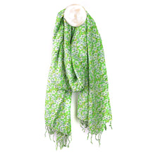 Load image into Gallery viewer, Lime Ditsy Floral Print Modal Scarf
