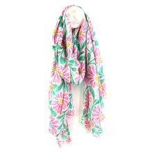 Load image into Gallery viewer, Pink &amp; Jade Daisy Print Scarf
