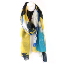Load image into Gallery viewer, Recycled Yellow &amp; Blue Mix Abstract Scarf
