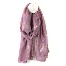 Load image into Gallery viewer, Recycled Soft Mauve &amp; Metallic Ginko Print Scarf
