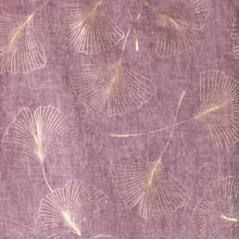 Load image into Gallery viewer, Recycled Soft Mauve &amp; Metallic Ginko Print Scarf

