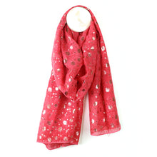 Load image into Gallery viewer, Recycled Coral &amp; Metallic Flower Print Scarf
