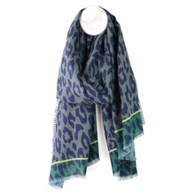Load image into Gallery viewer, Recycled Green &amp; Grey Mix Animal Print Scarf
