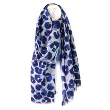 Load image into Gallery viewer, Recycled Navy Mix Painted Animal Print Scarf
