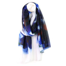Load image into Gallery viewer, Recycled Navy Mix Ink Print Scarf
