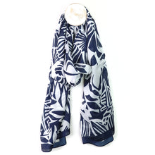 Load image into Gallery viewer, Recycled Navy Silky Tropical Scarf

