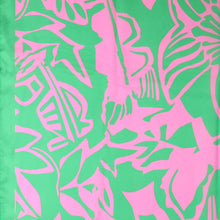 Load image into Gallery viewer, Recycled Green &amp; Pink Silky Tropical Scarf
