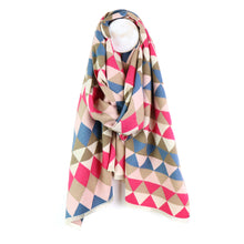 Load image into Gallery viewer, Blue &amp; Pink Mix Triangle Print Scarf
