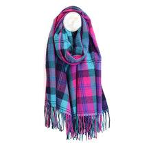 Load image into Gallery viewer, Electric Blue &amp; Pink Classic Tartan Scarf
