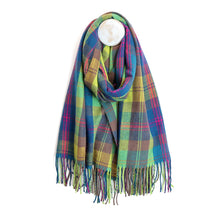 Load image into Gallery viewer, Lime, Blue &amp; Pink Classic Tartan Check Scarf
