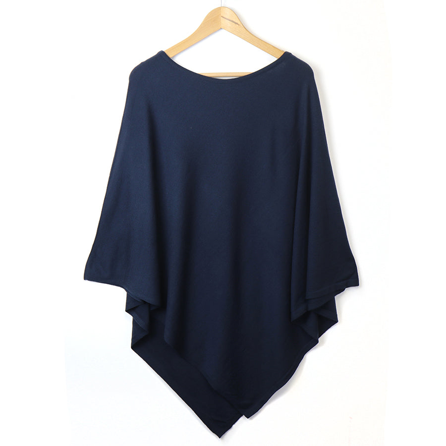 Recycled Blend Poncho | Navy