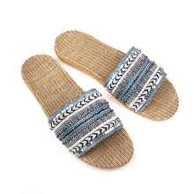 Load image into Gallery viewer, Blue Mix Sparkle Woven Summer Sliders
