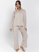 Load image into Gallery viewer, Leopard Ribbed Long Sleeve Top And Trousers Pyjamas
