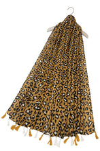 Load image into Gallery viewer, Leopard Print Tassel Scarf
