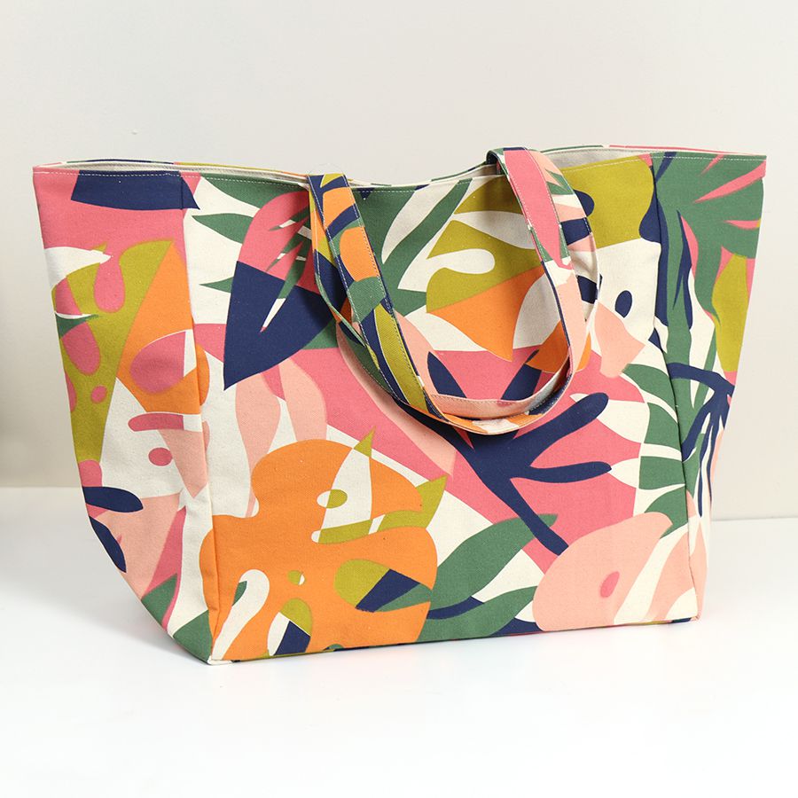 Pink & Orange Mix Tropical Print Tote Bag