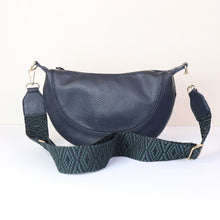 Load image into Gallery viewer, Slate Vegan Leather Half Moon Bag With Spotty Strap
