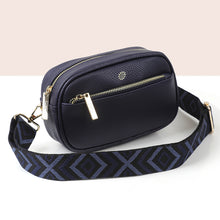 Load image into Gallery viewer, Navy Vegan Leather Camera Zip Bag
