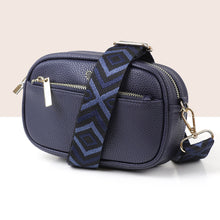 Load image into Gallery viewer, Navy Vegan Leather Camera Zip Bag
